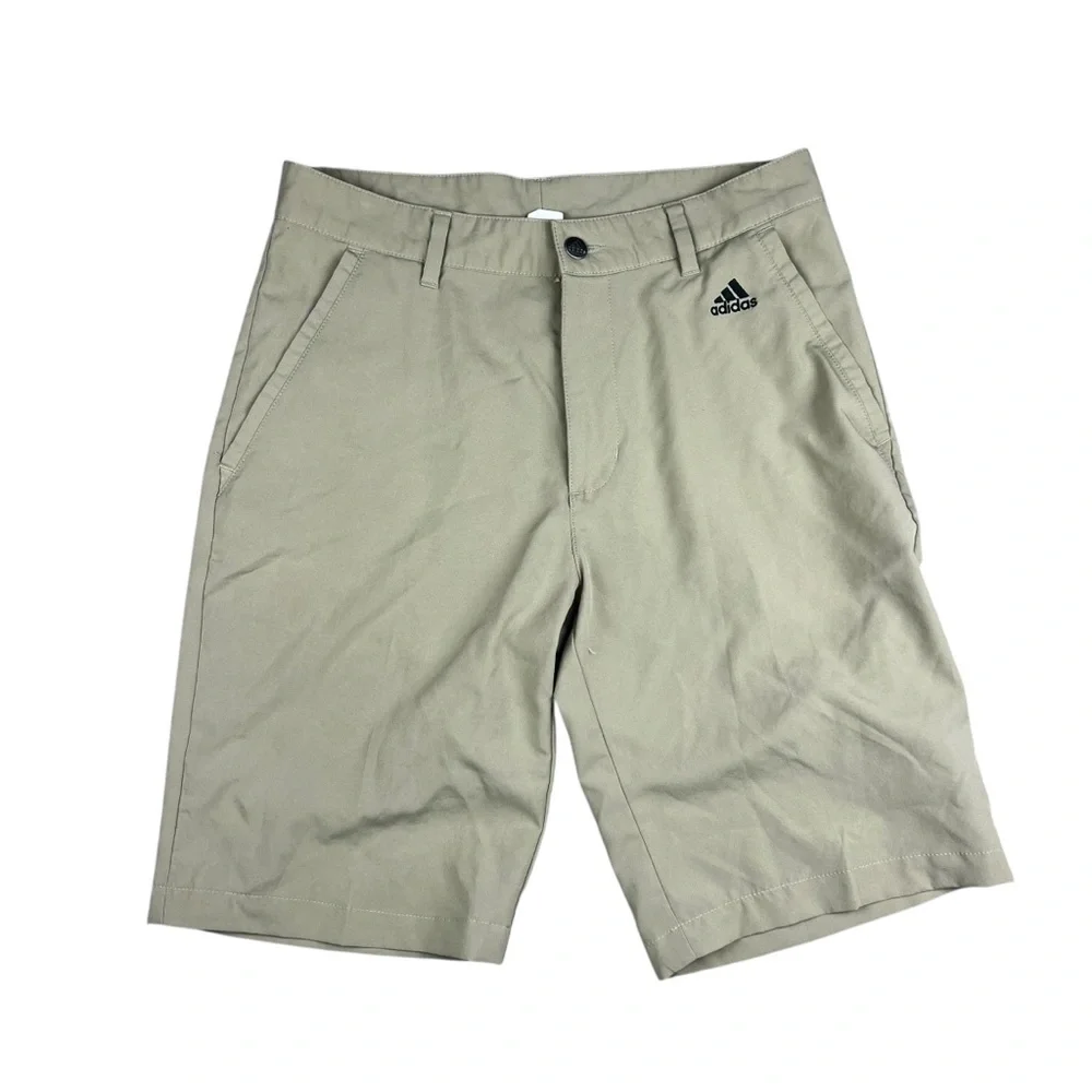 Adidas Shorts Mens 28 Golf Performance Chino Khaki‎ Tan 3 Stripes HG8844 10P001